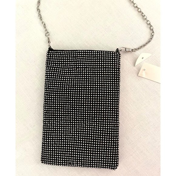 Rhinestone encrusted mini bag with removable crossbody chain strap, 5" x 8" - Picture 1 of 13